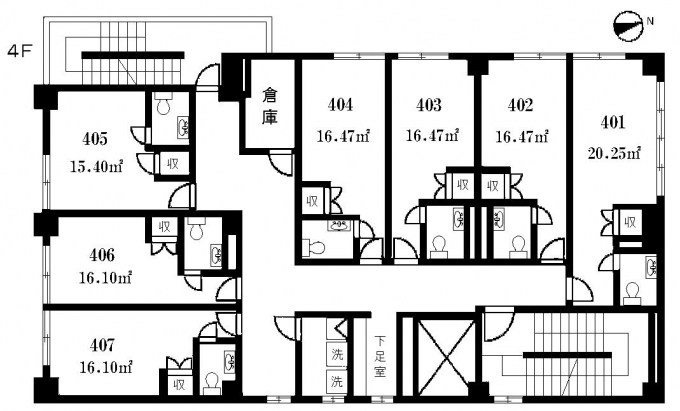 シェアハウス葛西間取り図4F